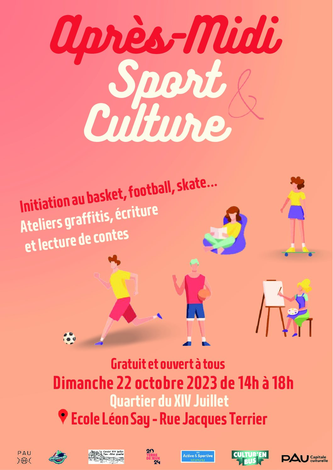 Affiche sport et culture du Quartier 14 juillet pour le 22 10 2023
